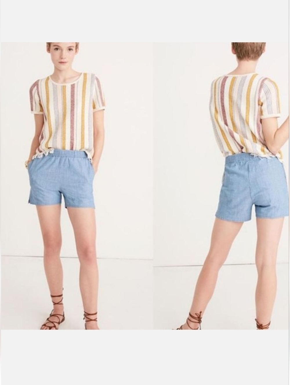 Madewell Chambray Pull-on Shorts New With Tag Denim NWT